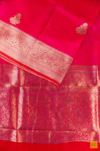 Pink Banarasi Organza Handwoven Saree