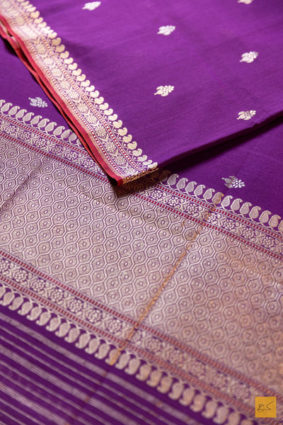Urmila- Purple Banarasi Pure Cotton Handwoven Saree