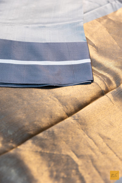 Keerthi- Grey Chanderi Pure Silk Handwoven Saree