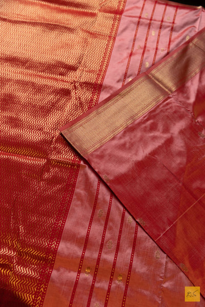 Narmada- Pink Maheshwari Pure Silk Handwoven Saree