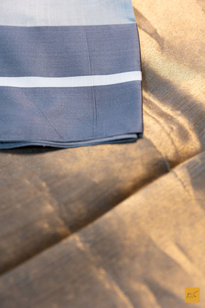 Keerthi- Grey Chanderi Pure Silk Handwoven Saree