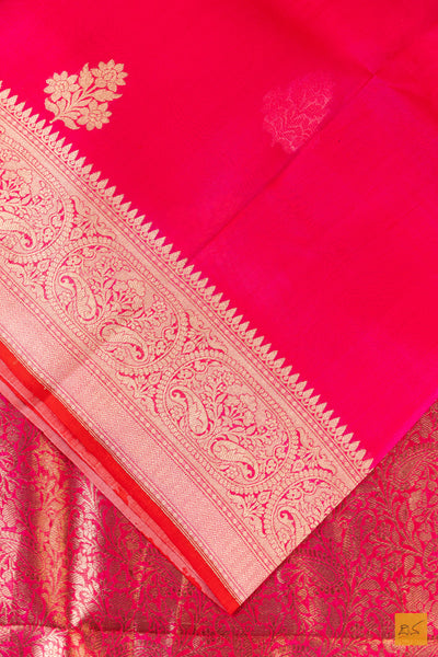 Pink Banarasi Organza Handwoven Saree