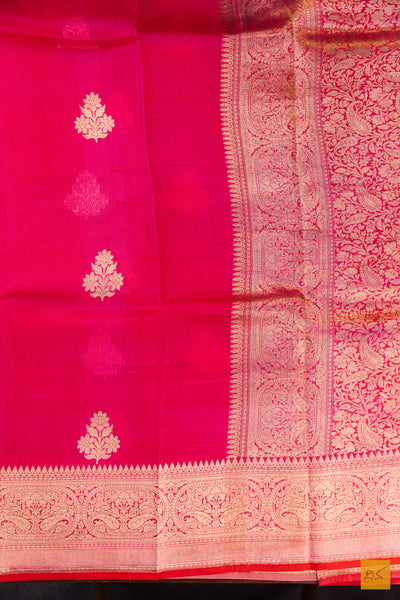 Pink Banarasi Organza Handwoven Saree
