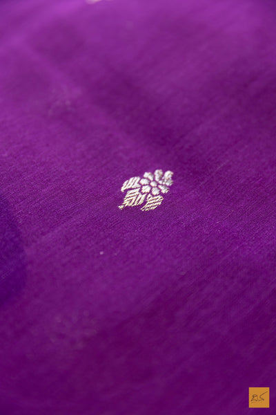 Urmila- Purple Banarasi Pure Cotton Handwoven Saree