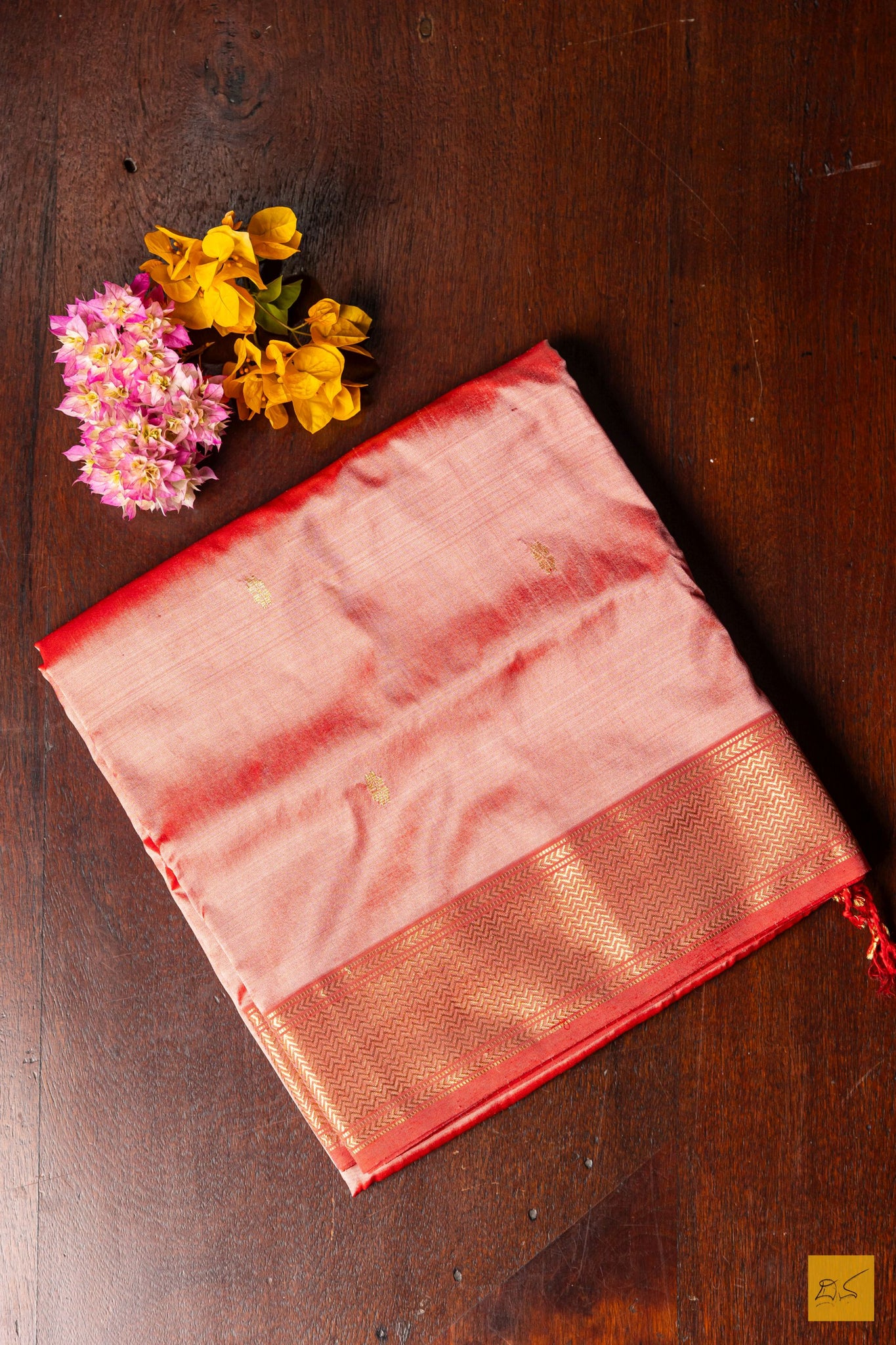 Narmada- Pink Maheshwari Pure Silk Handwoven Saree