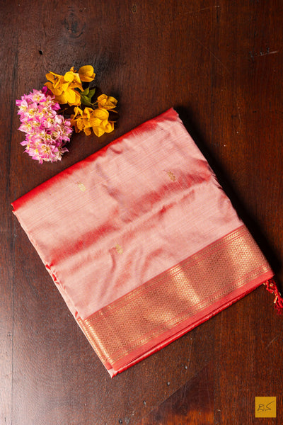 Narmada- Pink Maheshwari Pure Silk Handwoven Saree