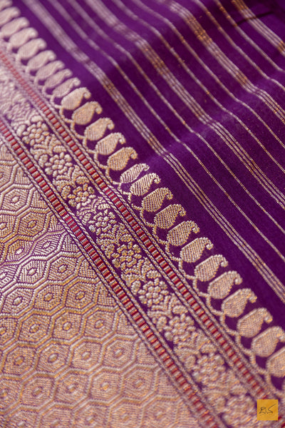 Urmila- Purple Banarasi Pure Cotton Handwoven Saree