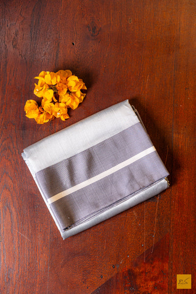 Keerthi- Grey Chanderi Pure Silk Handwoven Saree