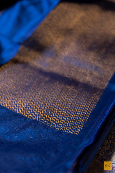 Ruthvi- Blue Banarasi Katan Silk Brocade Handwoven Saree