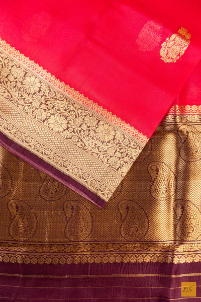 Pink Banarasi Organza Handwoven Saree
