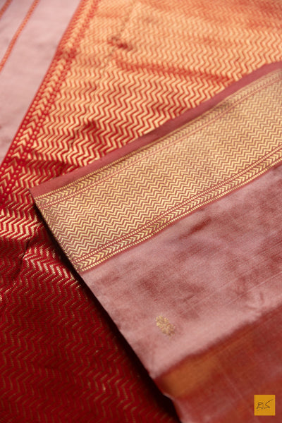 Ganga- Peach Maheshwari Pure Silk Handwoven Saree