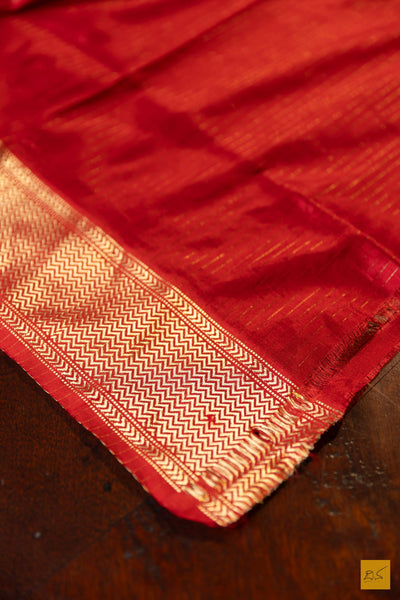 Ganga- Peach Maheshwari Pure Silk Handwoven Saree