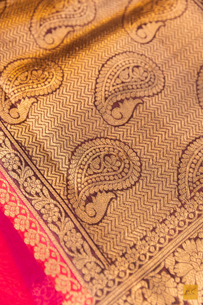 Pink Banarasi Organza Handwoven Saree
