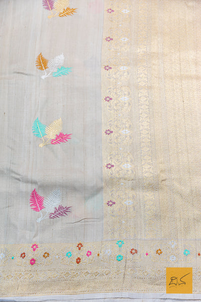 Mahadevi- Off White Banarasi Tusser Silk Handwoven Saree