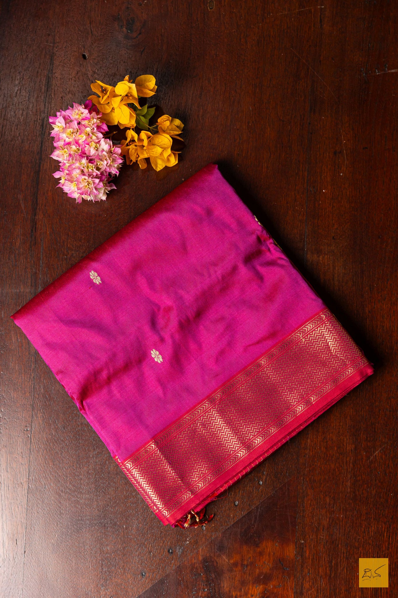 Godavari- Magenta Maheshwari Pure Silk Handwoven Saree