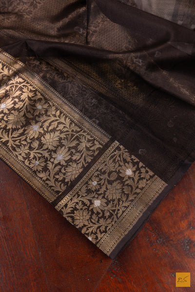 White Banarasi Organza Handwoven Saree