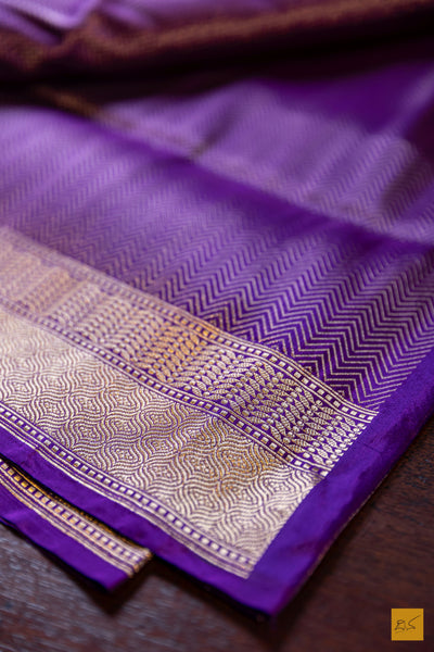 Sarayu- Purple Banarasi Katan Silk Brocade Handwoven Saree