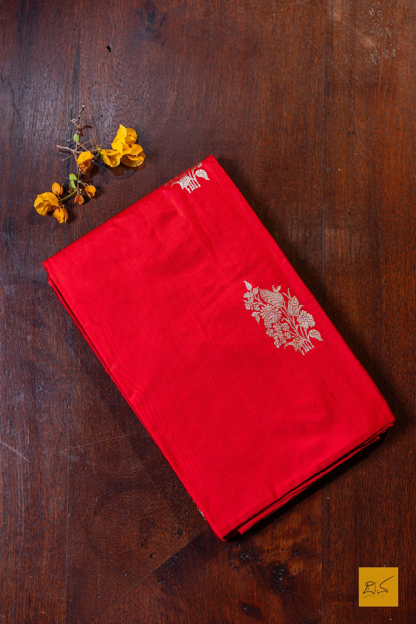Parmjothi- Red Banarasi Satin Silk Handwoven Saree