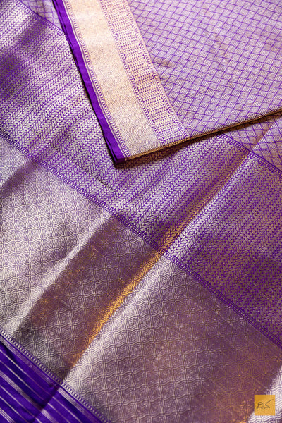 Sarayu- Purple Banarasi Katan Silk Brocade Handwoven Saree