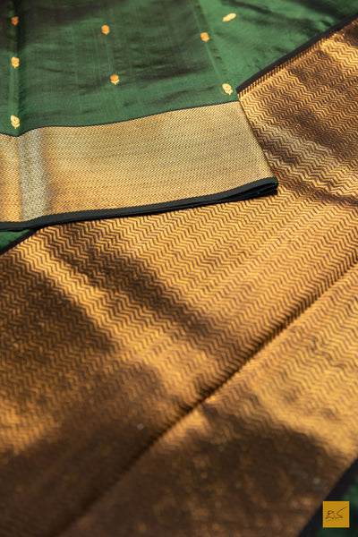 Krithi- Green Chanderi Pure Silk Handwoven Saree