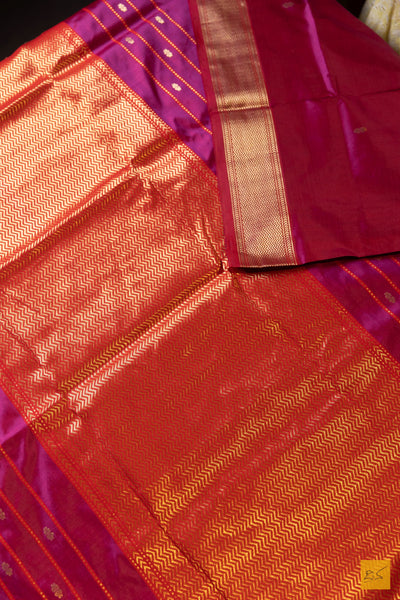 Godavari- Magenta Maheshwari Pure Silk Handwoven Saree