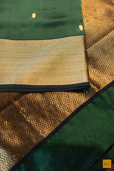 Krithi- Green Chanderi Pure Silk Handwoven Saree