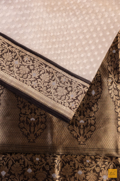 White Banarasi Organza Handwoven Saree