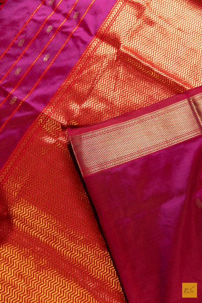 Godavari- Magenta Maheshwari Pure Silk Handwoven Saree