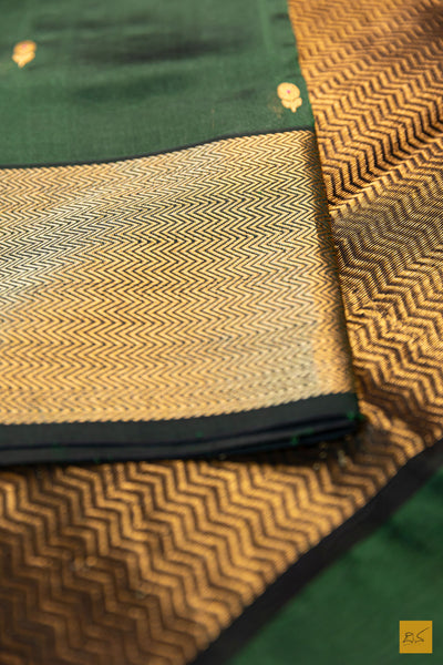 Krithi- Green Chanderi Pure Silk Handwoven Saree