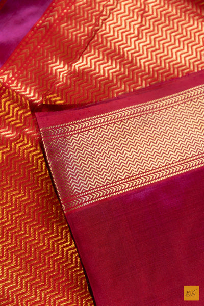 Godavari- Magenta Maheshwari Pure Silk Handwoven Saree
