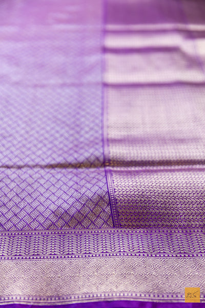 Sarayu- Purple Banarasi Katan Silk Brocade Handwoven Saree