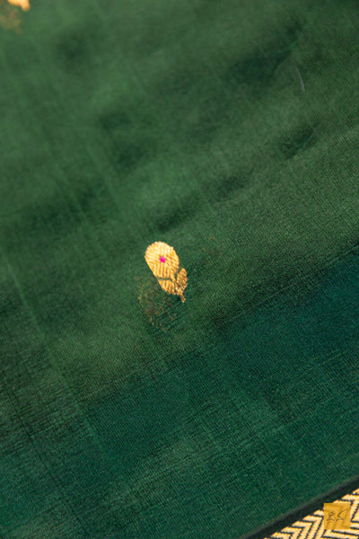 Krithi- Green Chanderi Pure Silk Handwoven Saree