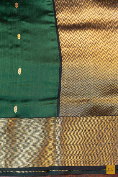 Krithi- Green Chanderi Pure Silk Handwoven Saree