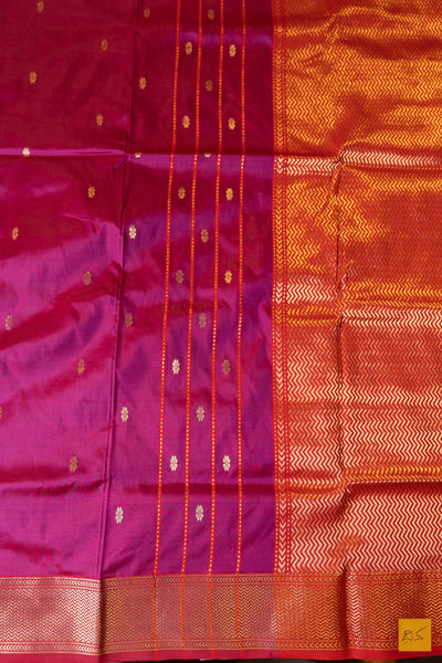 Godavari- Magenta Maheshwari Pure Silk Handwoven Saree