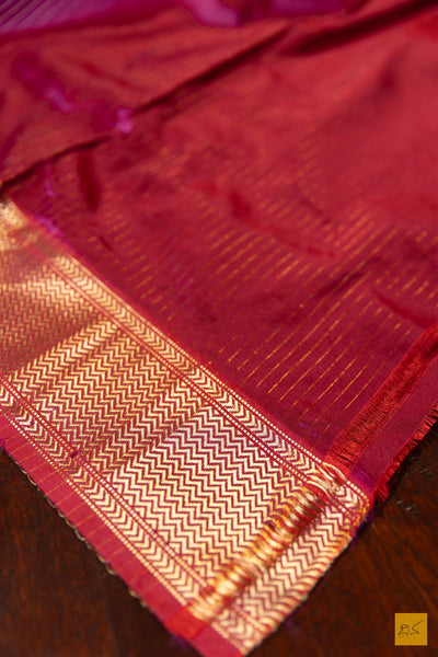 Godavari- Magenta Maheshwari Pure Silk Handwoven Saree