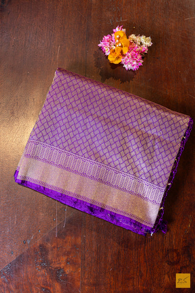 Sarayu- Purple Banarasi Katan Silk Brocade Handwoven Saree