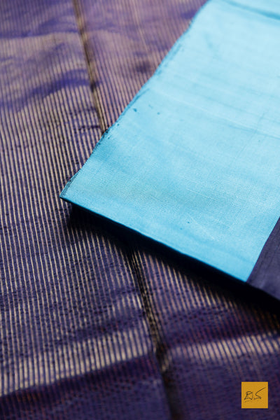 Maheshwari- Navy Blue Chanderi Pure Silk Handwoven Saree