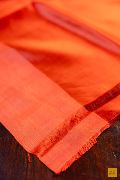 Kshama- Orange Chanderi Pure Silk Handwoven Saree
