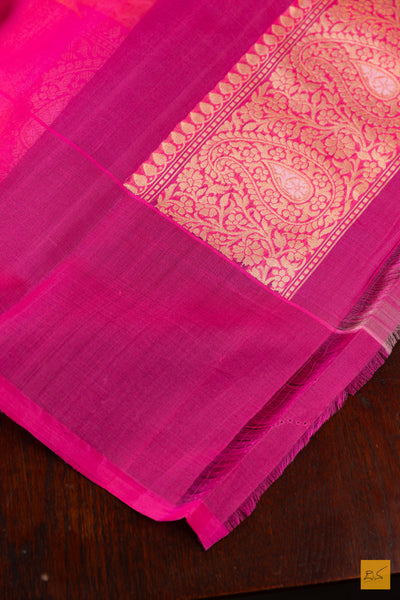Yellow Banarasi Organza Handwoven Saree