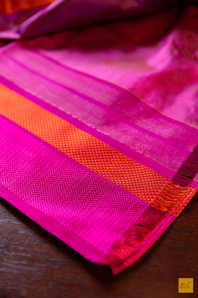 Samiksha- Purple Maheshwari Pure Silk Handwoven Saree