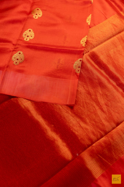 Kshama- Orange Chanderi Pure Silk Handwoven Saree