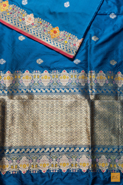 Neela- Blue Banarasi Katan Silk Handwoven Saree