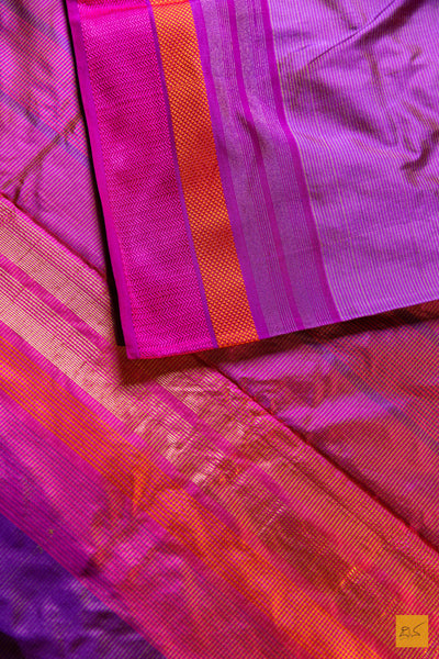 Samiksha- Purple Maheshwari Pure Silk Handwoven Saree