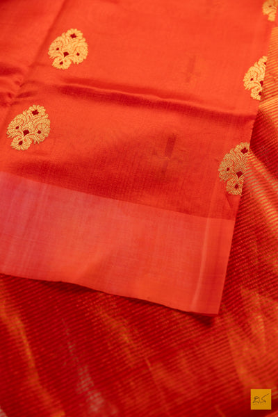 Kshama- Orange Chanderi Pure Silk Handwoven Saree