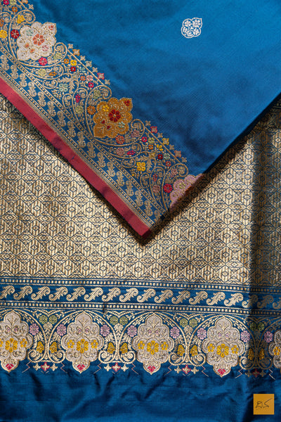Neela- Blue Banarasi Katan Silk Handwoven Saree