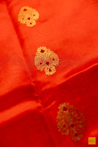 Kshama- Orange Chanderi Pure Silk Handwoven Saree