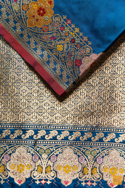 Neela- Blue Banarasi Katan Silk Handwoven Saree
