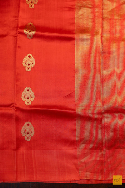 Kshama- Orange Chanderi Pure Silk Handwoven Saree