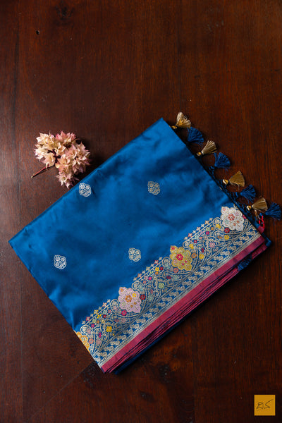 Neela- Blue Banarasi Katan Silk Handwoven Saree