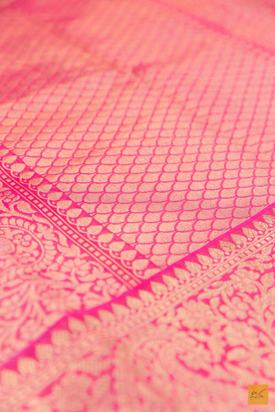 Yellow Banarasi Organza Handwoven Saree